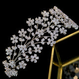 Floral Pattern Swarovski Wedding Head Band- Avery