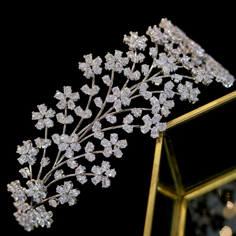 Floral Pattern Swarovski Wedding Head Band- Avery