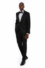 Black Shawl Lapel Sparkly Men’s Party Blazer - Slim Fit, Formal Jacket