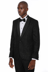 Black Shawl Lapel Sparkly Men’s Party Blazer - Slim Fit, Formal Jacket