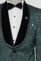 2 Piece Patterned Velvet Emerald Green Men's Tuxedo