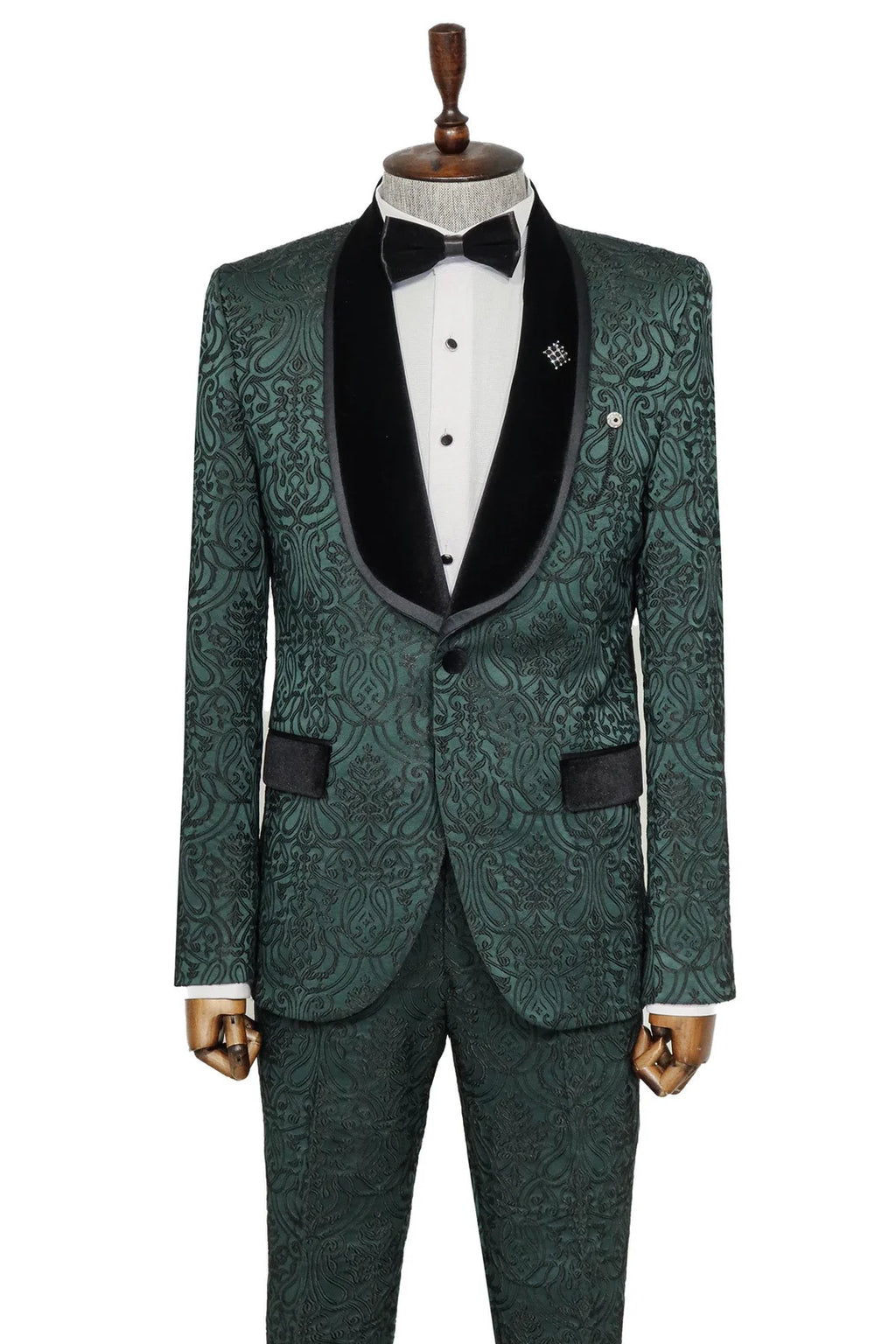 2 Piece Patterned Velvet Emerald Green Men's Tuxedo Sandra's Bridal Collection 2 Piece Patterned Velvet Emerald Green Men's Tuxedo Sandra's Bridal Collection