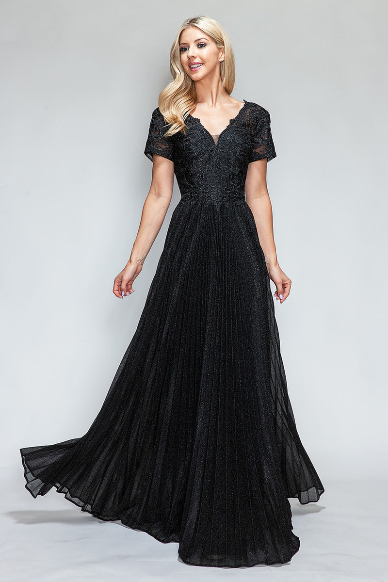 Scalloped Modest Formal Evening Dress