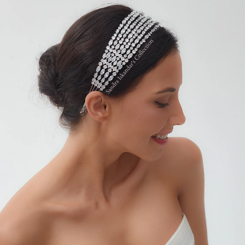 Beautifful Handcrafted Swarovski Bridal Head Band- Anny