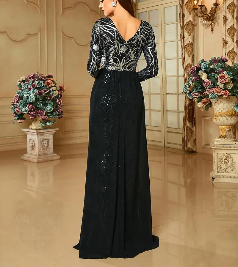 Elegant Plus Size Dresses For Wedding Premium Plus Size Long Sleeve Lace Evening Gown Elegant V- Elegant Plus Size Dresses For Wedding Premium Plus Size Long Sleeve Lace Evening Gown Elegant V-