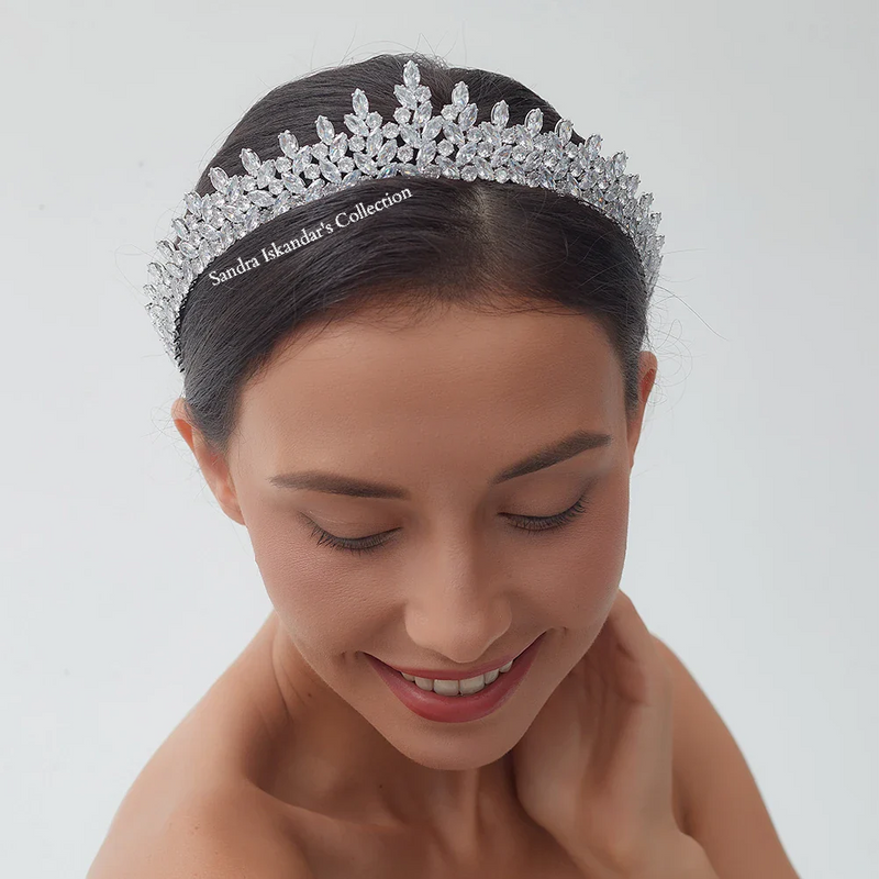 Beautiful Hand-made Swarovski Crystal Bridal Crown- Hope