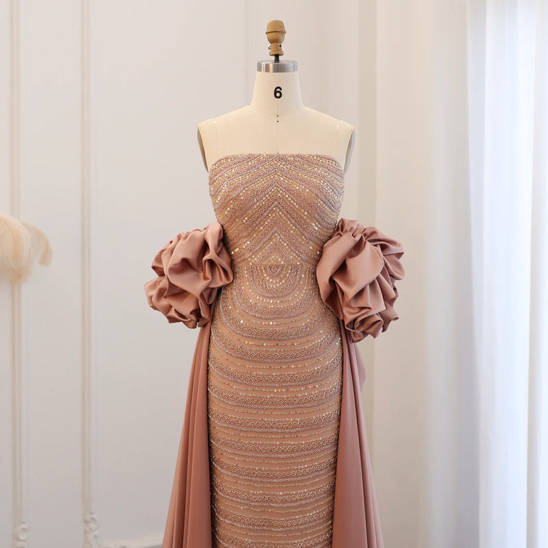 Luxury High Fashion Evening Dresses with puff sleeve cape Sandra's Bridal Collection Luxury High Fashion Evening Dresses with puff sleeve cape Sandra's Bridal Collection
