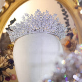 Luxury Handmade Multi Layer Leaf Design Crystal Wedding Crown