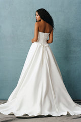 Off white lace up back bridal ball gown rear view