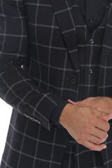Black plaid fabric closeup