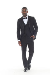 Black three-piece shawl lapel tuxedo view 1