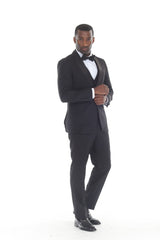 Black three-piece shawl lapel tuxedo view 2