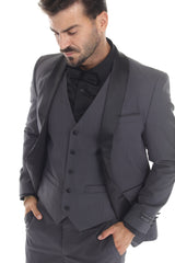 Charcoal three-piece shawl lapel tuxedo view 4