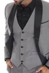 Medium gray three-piece shawl lapel tuxedo view 4
