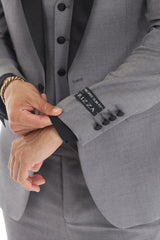 Medium gray three-piece shawl lapel tuxedo view 5