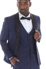 Navy blue three-piece shawl lapel tuxedo view 4