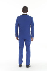 Royal blue three-piece shawl lapel tuxedo view 2