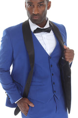 Royal blue three-piece shawl lapel tuxedo view 5