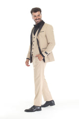 Tan three-piece shawl lapel tuxedo view 3