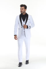 White three-piece shawl lapel tuxedo - view 1