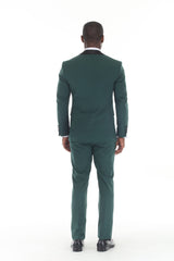 Forest green shawl lapel three-piece tuxedo, view 2