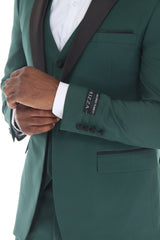 Forest green shawl lapel three-piece tuxedo, view 4