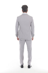 Light gray three-piece peak lapel tuxedo - view 2