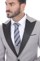 Light gray three-piece peak lapel tuxedo - view 3