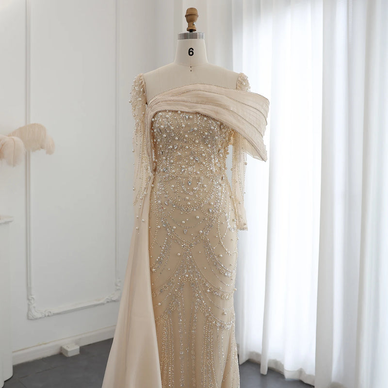 high-end hand-beaded dress Luxury Couture Hand Beaded Evening Gown- Saria