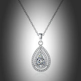 1CT Luxury Pear Cut Center Stone GRA Certified Moissanite Necklace with Halo