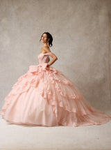Off-the-Shoulder Layered Tulle Quinceañera Ball Gown with Embroidery & Hot Fix Details – Style SIEWF11448
