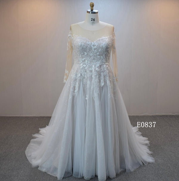 Tulle Illusion Long Sleeve A Line Wedding dress