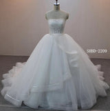Modern Beautiful Ball Gown with Multilayer Skirt and soft straight sweetheart neckline