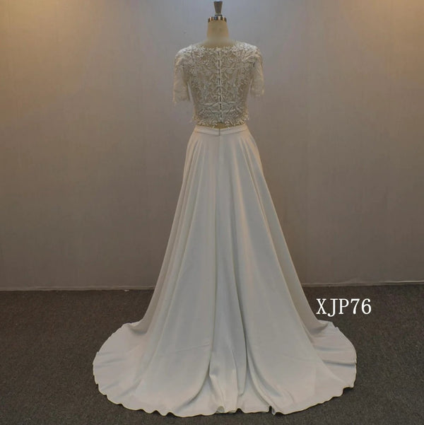 Beautiful New 2-piece Boho Style wedding Dress with Cap sleeves