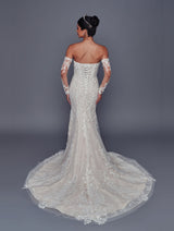 Back view corset lace up bridal mermaid gown court train