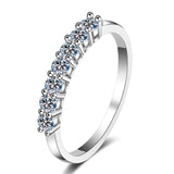 Moissanite Eternity Ring 0.7 ct D Color VVS1 Clarity Platinum Plated Sterling Silver Wedding Band