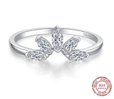 Sterling Silver AAA Clear CZ Crown Ring - Fine Wedding Jewelry