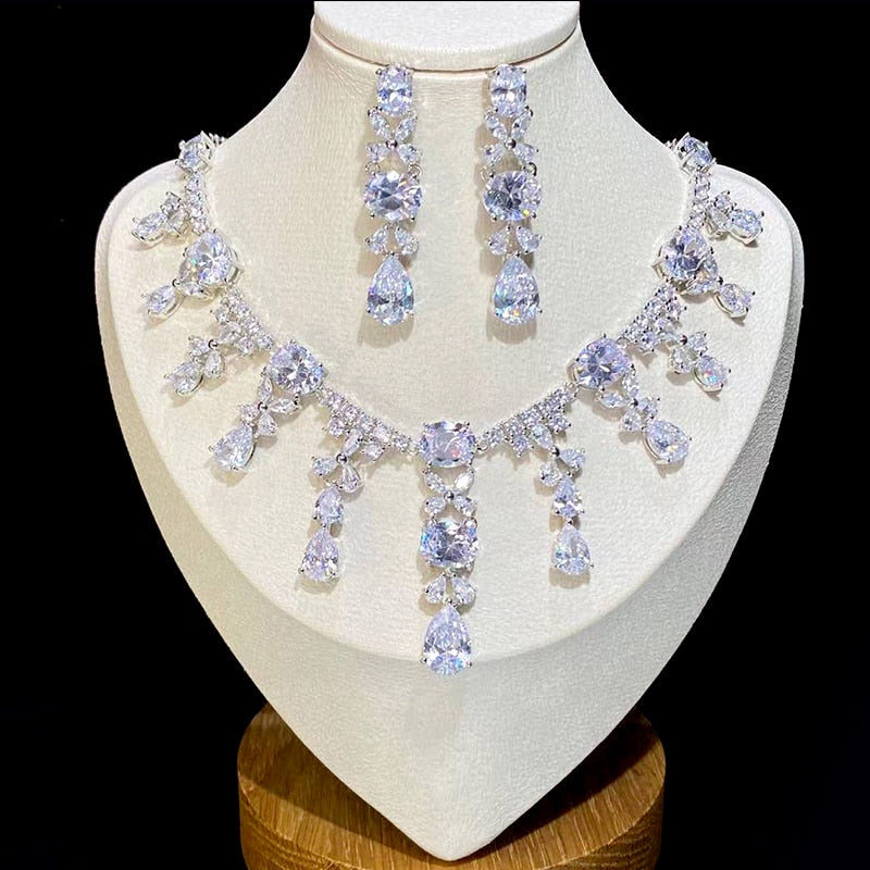 Beautiful Swarovski Crystal Drop Necklace and Earrings.