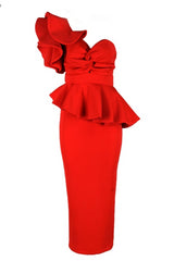 Bridesmaid gown One-Shoulder Backless Dresses Female Elegant Ruffle Mermaid Dress