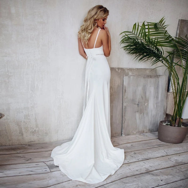 Mermaid Wedding Dress Simple satin Wedding Gowns Elegant Backless