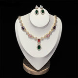 Multicolor Crystal Water Drops Bridal Jewelry Set