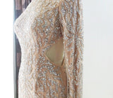 Elegant and Luxury Hand Beaded Short Mini Dress Long sleeve