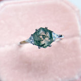 Natural Moss Agate Gemstones Ring-Solid 925 Sterling Silver