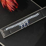 Newly Designed 4 PCS Full Set Luxury Dubai Nigeria Crystal Blue Necklace