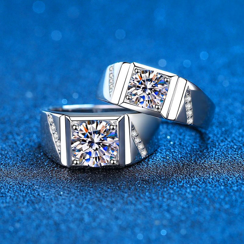 Moissanite Ring For Men 2 Carat Round Brilliant Diamonds Engagement Wedding Jewelry Includes Box