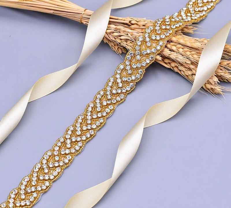 Wedding Belt Sash Luxury Rose Gold Belts Rhinestone Belts