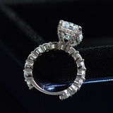 Sterling Silver Moissanite Gemstone Diamond Engagement Ring Fine Jewelry