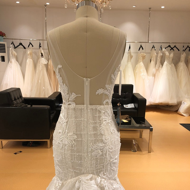 Sexy Deep Vneck Wedding Dress with long train (Limited Time Only)