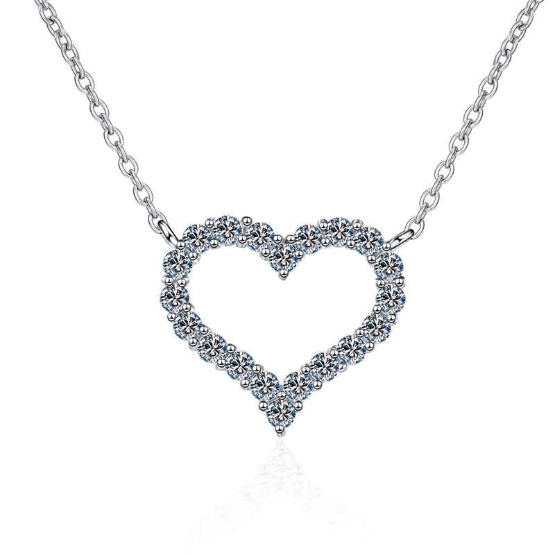 2CT VVS1 Moissanite Diamond Heart Pendant Necklace