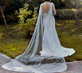 Veil/Cape with Pearls/Glitter Cape for Bridal /Shawl with Pearls Evening Cape